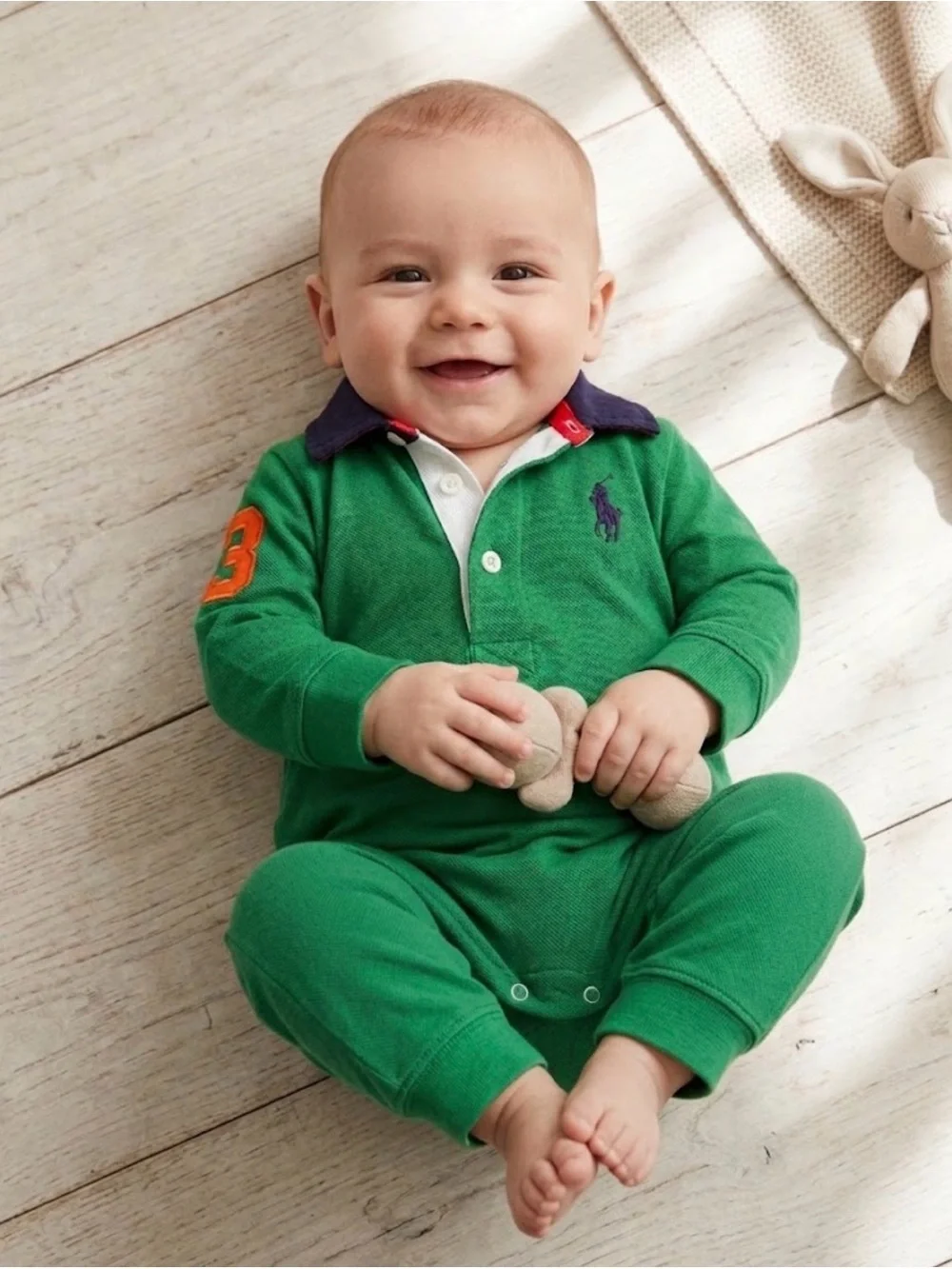 Ralph Lauren Green Polo-Style Baby Romper 9 months